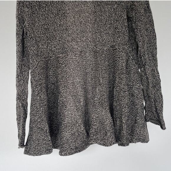 Eileen Fisher Heather Gray Linen Wool Flared Open Knit Cardigan Sweater Sz PM - Picture 6 of 9